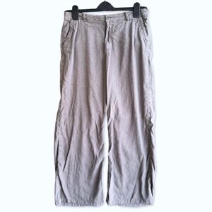 KUT From The Kloth Meg Wide Leg Trousers Linen Women Size 10 Grey Cropped Boho